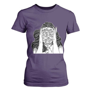 Creepy Aesthetic All Eyes On Me Psycho Girl T Shirt For Women TS09 Purple Print Your Wear