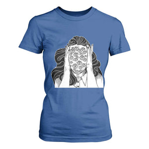 Creepy Aesthetic All Eyes On Me Psycho Girl T Shirt For Women TS09 Royal Blue Print Your Wear