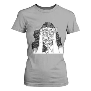 Creepy Aesthetic All Eyes On Me Psycho Girl T Shirt For Women TS09 Sport Gray Print Your Wear