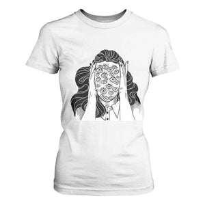 Creepy Aesthetic All Eyes On Me Psycho Girl T Shirt For Women TS09 White Print Your Wear