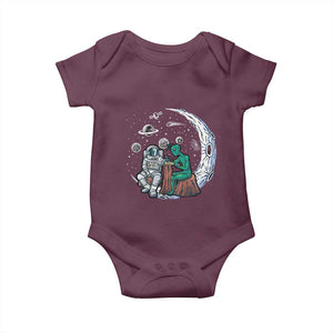 Funny Alien Ink Astronaut Outer Space Baby Onesie TS09 Maroon Print Your Wear