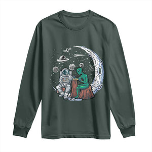 Funny Alien Ink Astronaut Outer Space Long Sleeve Shirt TS09 Dark Forest Green Print Your Wear