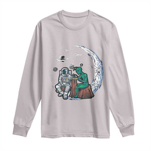 Funny Alien Ink Astronaut Outer Space Long Sleeve Shirt TS09 Ice Gray Print Your Wear