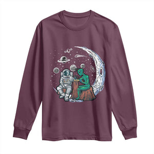 Funny Alien Ink Astronaut Outer Space Long Sleeve Shirt TS09 Maroon Print Your Wear