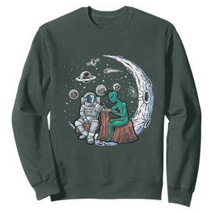 Funny Alien Ink Astronaut Outer Space Sweatshirt TS09 Dark Forest Green Print Your Wear