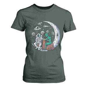 Funny Alien Ink Astronaut Outer Space T Shirt For Women TS09 Dark Forest Green Print Your Wear