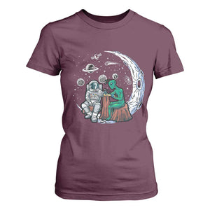 Funny Alien Ink Astronaut Outer Space T Shirt For Women TS09 Maroon Print Your Wear