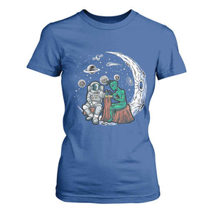 Funny Alien Ink Astronaut Outer Space T Shirt For Women TS09 Royal Blue Print Your Wear