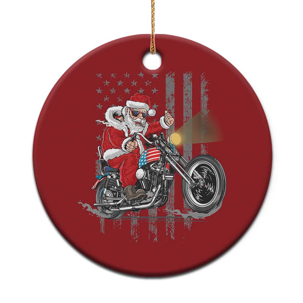 Christmas Santa Riding Motorbike Patriotic USA Christmas Ornament TS09 Print Your Wear