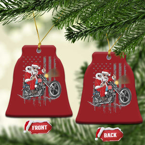 Christmas Santa Riding Motorbike Patriotic USA Christmas Ornament TS09 Bell Flake Red Print Your Wear