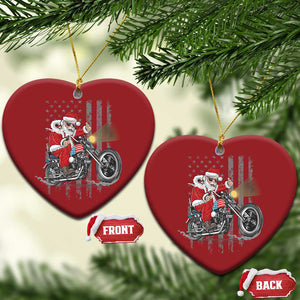 Christmas Santa Riding Motorbike Patriotic USA Christmas Ornament TS09 Heart Red Print Your Wear