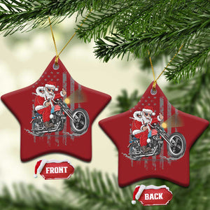 Christmas Santa Riding Motorbike Patriotic USA Christmas Ornament TS09 Star Red Print Your Wear