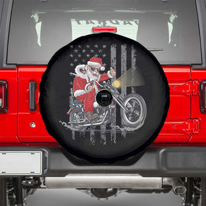 Christmas Santa Claus Riding Motorbike Patriotic USA Spare Tire Cover TS09 Black Print Your Wear