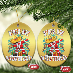 Mexico Xmas Christmas Ornament Feliz Navidad Dabbing Spanish Sombrero TS09 Oval Gold Print Your Wear