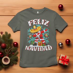 Feliz Navidad Dabbing Christmas Spanish Sombrero T Shirt TS09 Military Green Printyourwear