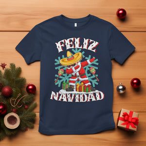 Feliz Navidad Dabbing Christmas Spanish Sombrero T Shirt TS09 Navy Printyourwear