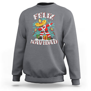 Feliz Navidad Dabbing Christmas Spanish Sombrero Sweatshirt TS09 Charcoal Printyourwear