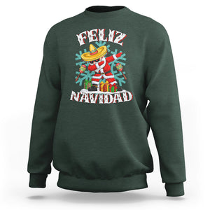 Feliz Navidad Dabbing Christmas Spanish Sombrero Sweatshirt TS09 Dark Forest Green Printyourwear