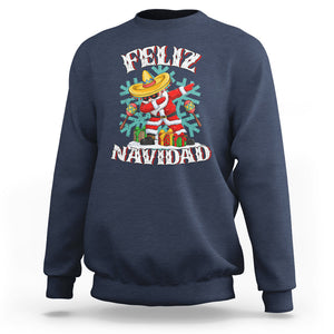 Feliz Navidad Dabbing Christmas Spanish Sombrero Sweatshirt TS09 Navy Printyourwear