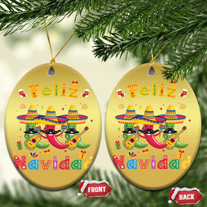 Mexico Xmas Christmas Ornament Feliz Navidad Mexican Fiesta Hot Pepper Guitar Party TS09 Oval Gold Print Your Wear