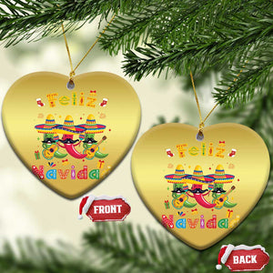 Mexico Xmas Christmas Ornament Feliz Navidad Mexican Fiesta Hot Pepper Guitar Party TS09 Heart Gold Print Your Wear