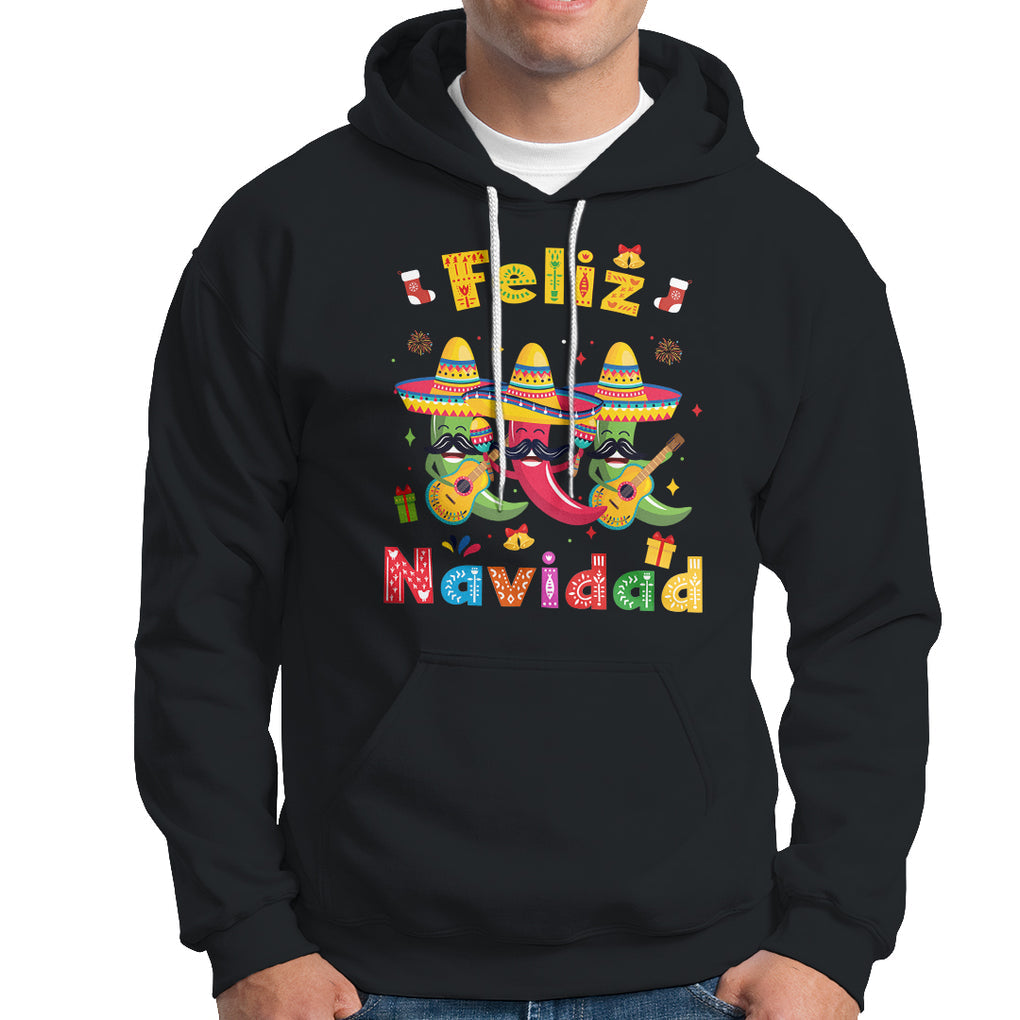 Feliz Navidad Mexican Fiesta Hot Pepper Guitar Party Hoodie TS09 Black Printyourwear