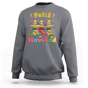 Feliz Navidad Mexican Fiesta Hot Pepper Guitar Party Sweatshirt TS09 Charcoal Printyourwear