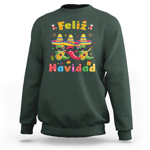 Feliz Navidad Mexican Fiesta Hot Pepper Guitar Party Sweatshirt TS09 Dark Forest Green Printyourwear