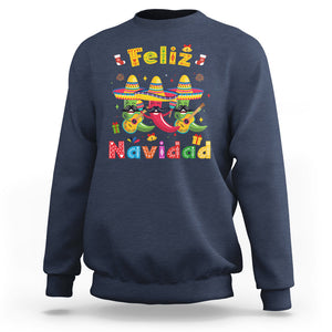 Feliz Navidad Mexican Fiesta Hot Pepper Guitar Party Sweatshirt TS09 Navy Printyourwear
