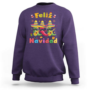 Feliz Navidad Mexican Fiesta Hot Pepper Guitar Party Sweatshirt TS09 Purple Printyourwear
