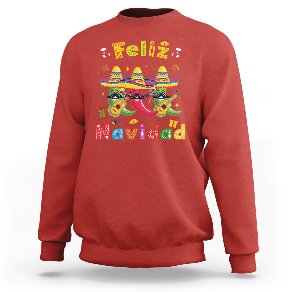 Feliz Navidad Mexican Fiesta Hot Pepper Guitar Party Sweatshirt TS09 Red Printyourwear