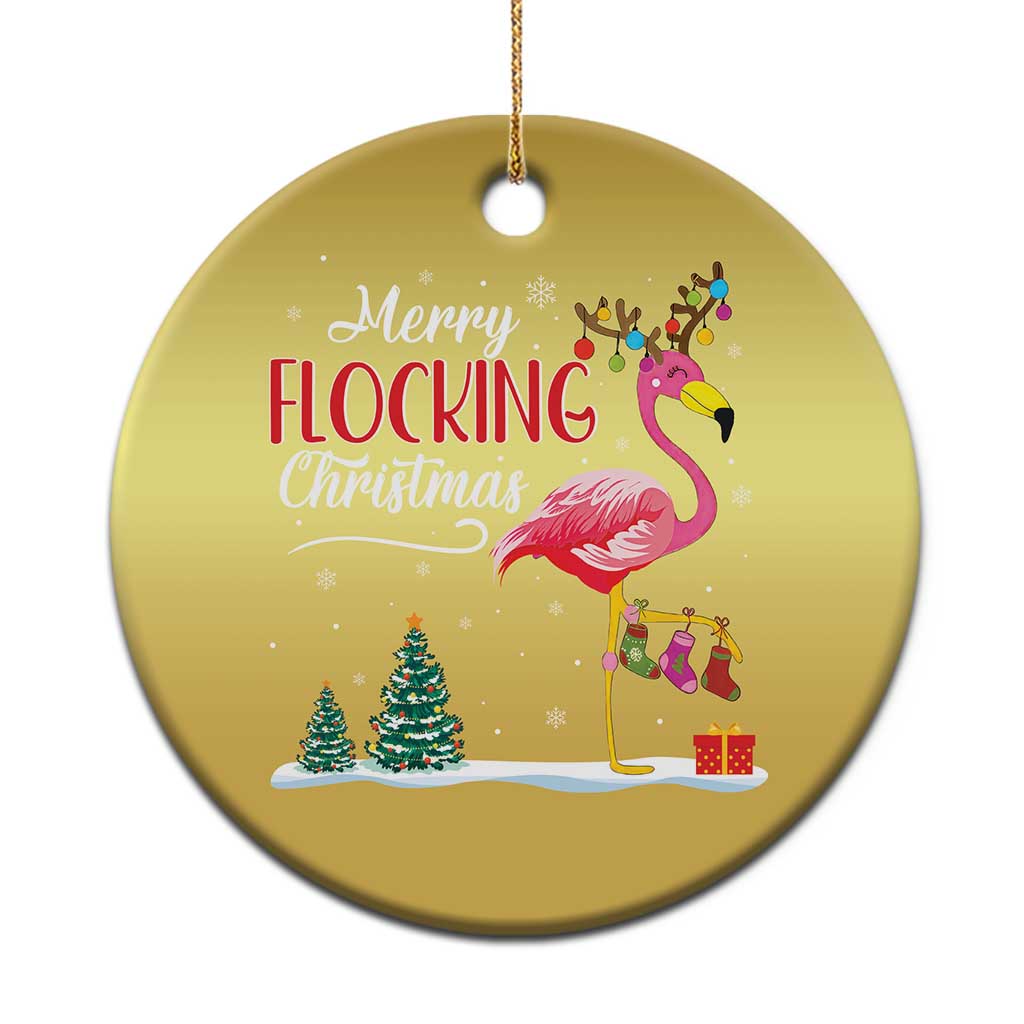 Merry Flocking Xmas Pink Flamingo Christmas Ornament TS09 Print Your Wear