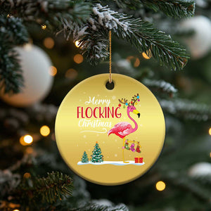 Merry Flocking Xmas Pink Flamingo Christmas Ornament TS09 Print Your Wear