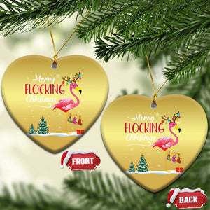 Merry Flocking Xmas Pink Flamingo Christmas Ornament TS09 Heart Gold Print Your Wear