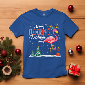 Merry Flocking Christmas Pink Flamingo Funny Xmas Socks T Shirt TS09 Royal Blue Printyourwear