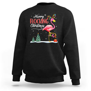 Merry Flocking Christmas Pink Flamingo Funny Xmas Socks Sweatshirt TS09 Black Printyourwear