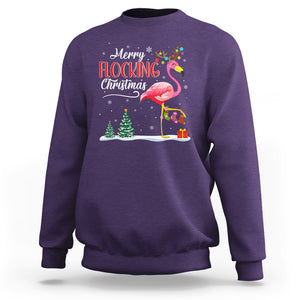 Merry Flocking Christmas Pink Flamingo Funny Xmas Socks Sweatshirt TS09 Purple Printyourwear