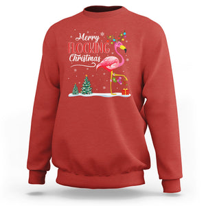 Merry Flocking Christmas Pink Flamingo Funny Xmas Socks Sweatshirt TS09 Red Printyourwear