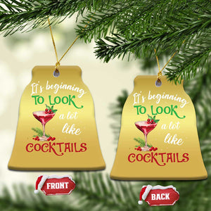 Funny Xmas Party Christmas Ornament It's Beginning To Look A Lot Like Cocktails TS09 Bell Flake Gold Print Your Wear