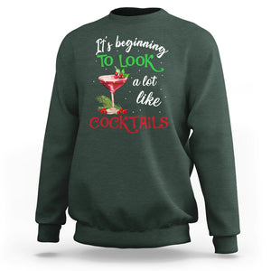 It's Beginning To Look A Lot Like Cocktails Funny Christmas Sweatshirt TS09 Dark Forest Green Printyourwear