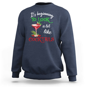 It's Beginning To Look A Lot Like Cocktails Funny Christmas Sweatshirt TS09 Navy Printyourwear