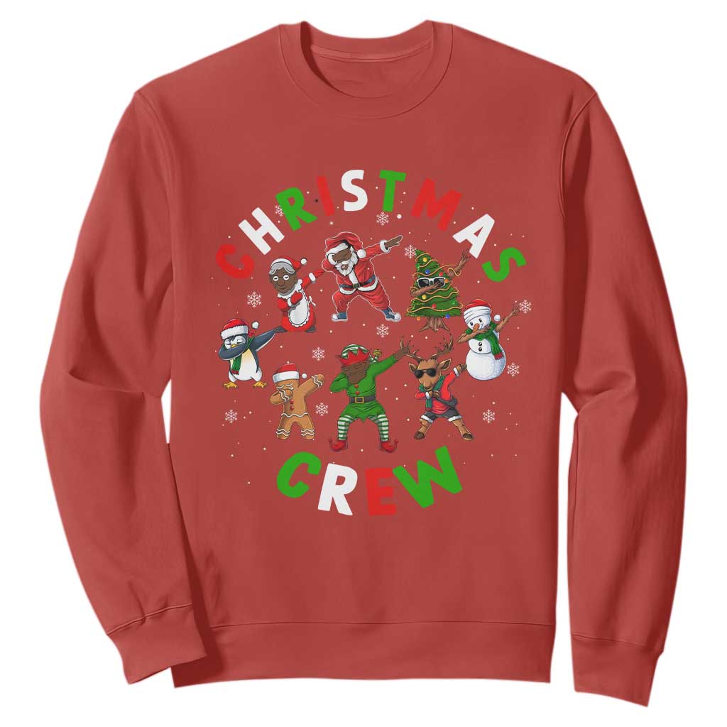 Christmas Crew Black African American Santa Reindeer Snowman Dabbing Sweatshirt TS09 Red Printyourwear