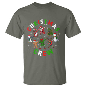 Christmas Crew Black African American Santa Reindeer Snowman Dabbing T Shirt TS09 Military Green Printyourwear