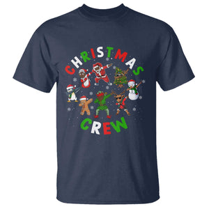 Christmas Crew Black African American Santa Reindeer Snowman Dabbing T Shirt TS09 Navy Printyourwear