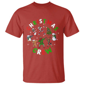 Christmas Crew Black African American Santa Reindeer Snowman Dabbing T Shirt TS09 Red Printyourwear