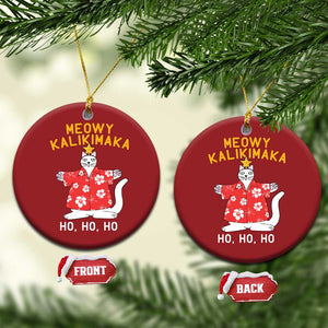 Hawaiian Xmas Cute Cat Christmas Ornament Meowy Kalikimaka Hawaiian Cat Ho Ho Ho Xmas Tree TS09 Circle Red Print Your Wear