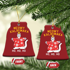 Hawaiian Xmas Cute Cat Christmas Ornament Meowy Kalikimaka Hawaiian Cat Ho Ho Ho Xmas Tree TS09 Bell Flake Red Print Your Wear