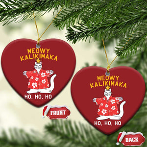 Hawaiian Xmas Cute Cat Christmas Ornament Meowy Kalikimaka Hawaiian Cat Ho Ho Ho Xmas Tree TS09 Heart Red Print Your Wear