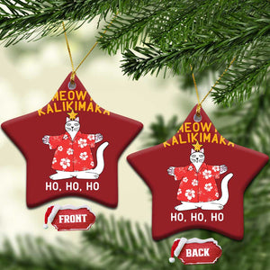 Hawaiian Xmas Cute Cat Christmas Ornament Meowy Kalikimaka Hawaiian Cat Ho Ho Ho Xmas Tree TS09 Star Red Print Your Wear