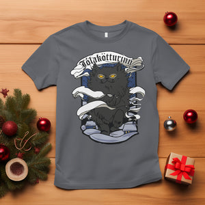 Icelandic Christmas T Shirt Yule Cat Jolakotturinn Xmas Eve TS09 Charcoal Printyourwear